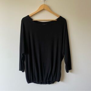 mercer & madison Bateau Neck Batwing 3/4 Sleeves Shirred Hem Top Medium